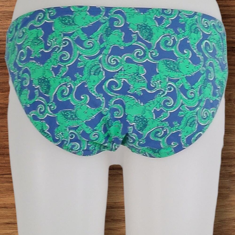 Lilly Pulitzer Green Blue Loopy Elephants Bikini Bottom MEDIUM - Picture 2 of 6